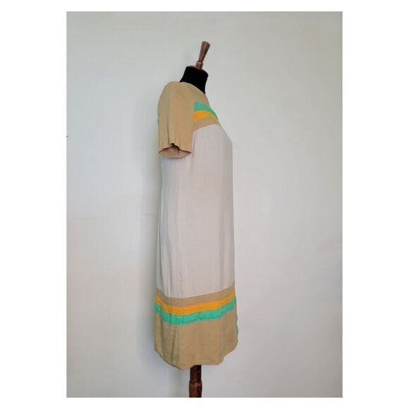 Vintage 1960's Mod Striped Shift Dress Tall - Picture 6 of 7